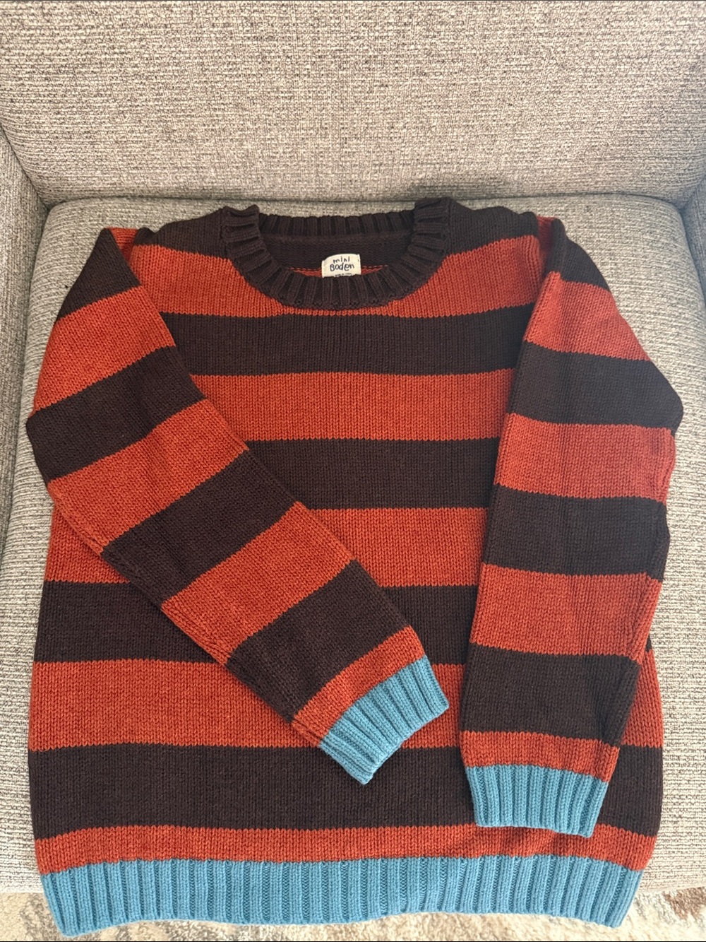 🧡 MINI BODEN 🧡 LIKE NEW 🧡 Boys Striped Sweater 🧡 Medium (7-8Y)